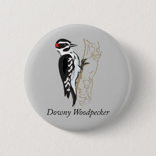 Downy Woodpecker Illustration 6 Cm Round Badge