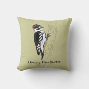 Downy Woodpecker Illustration Cushion