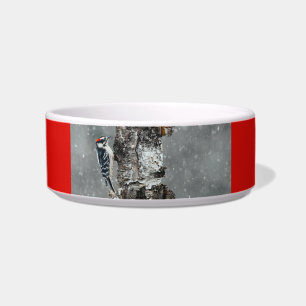 Downy Woodpecker in Snow - Original Photograph Bowl