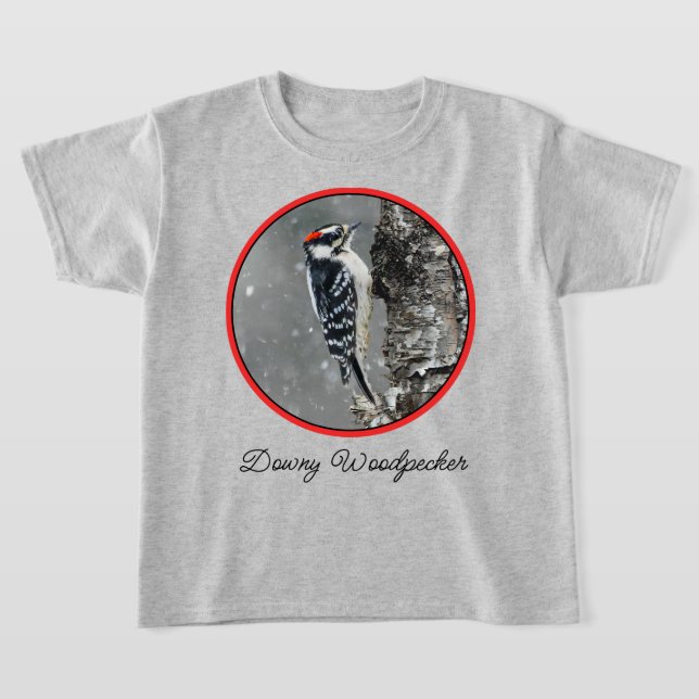 Downy Woodpecker in Snow - Original Photograph T-Shirt (Laydown)
