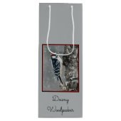 Downy Woodpecker in Snow - Original Photograph Wine Gift Bag (Front)