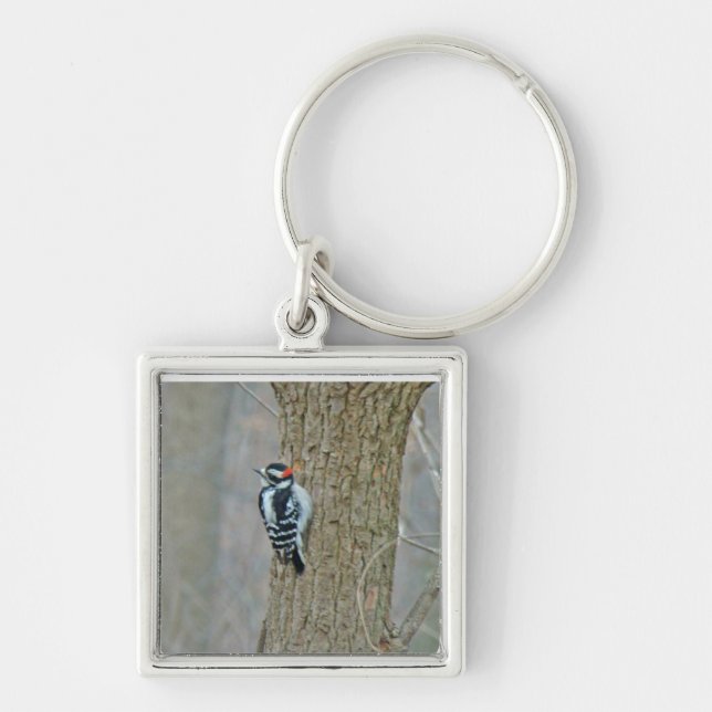 Downy Woodpecker Items Key Ring (Front)