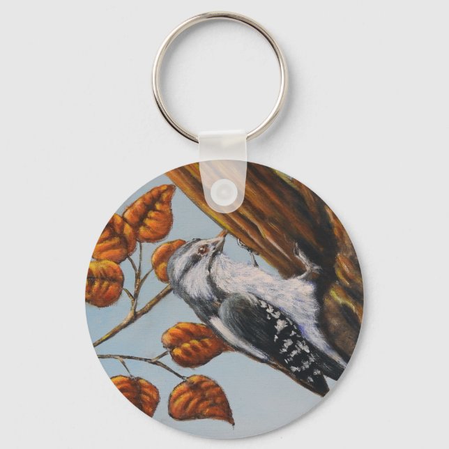 Downy Woodpecker - Keychain (Front)