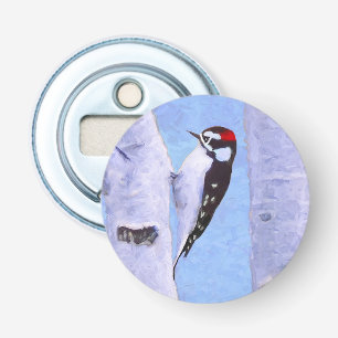 Downy Woodpecker Painting - Original Bird Art Bottle Opener