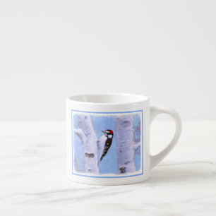 Downy Woodpecker Painting - Original Bird Art Espresso Cup