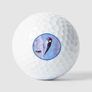 Downy Woodpecker Painting - Original Bird Art Golf Balls