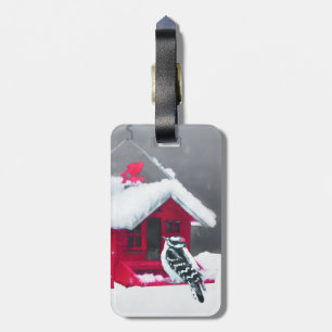 Downy Woodpecker Painting - Original Bird Art Luggage Tag