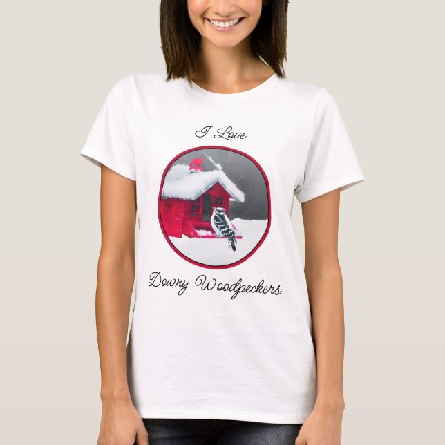 Downy Woodpecker Painting - Original Bird Art T-Shirt (Front)