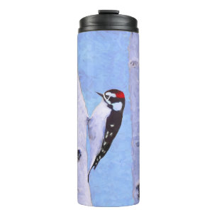 Downy Woodpecker Painting - Original Bird Art Thermal Tumbler
