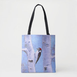 Downy Woodpecker Painting - Original Bird Art Tote Bag