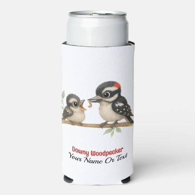 Downy Woodpecker Seltzer Can Cooler (Seltzer Front)