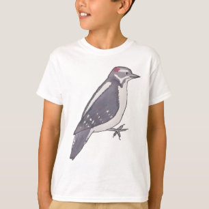 Downy Woodpecker watercolor bird species art T-Shirt