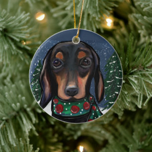 Doxie ceramic tree decoration