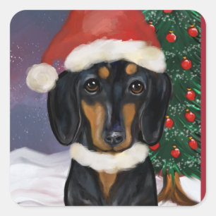 DOXIE CHRISTMAS SQUARE STICKER