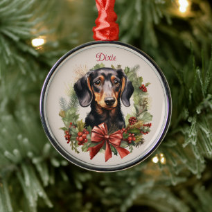 Doxie Dachshund Christmas Pet Memorial Dog Breed Metal Tree Decoration