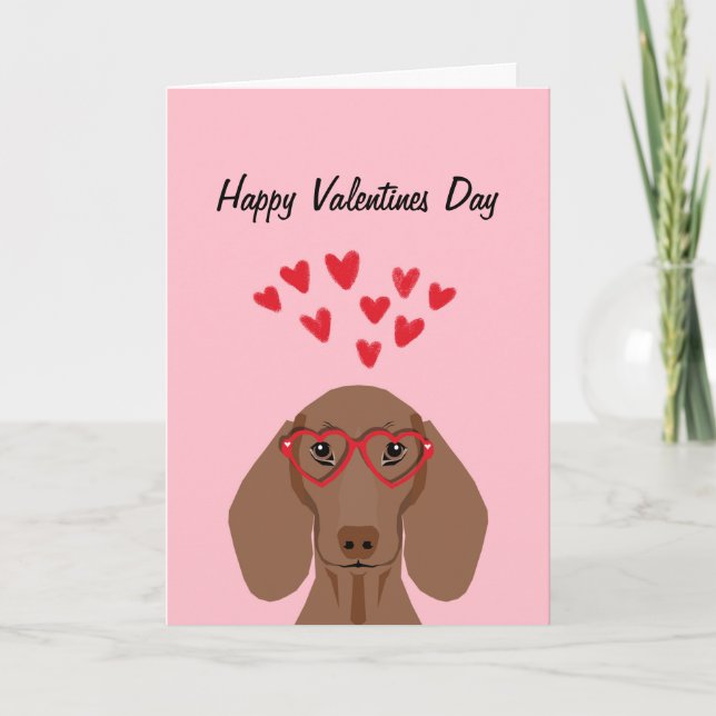 Doxie Dachshund Valentines Love Card - red (Front)