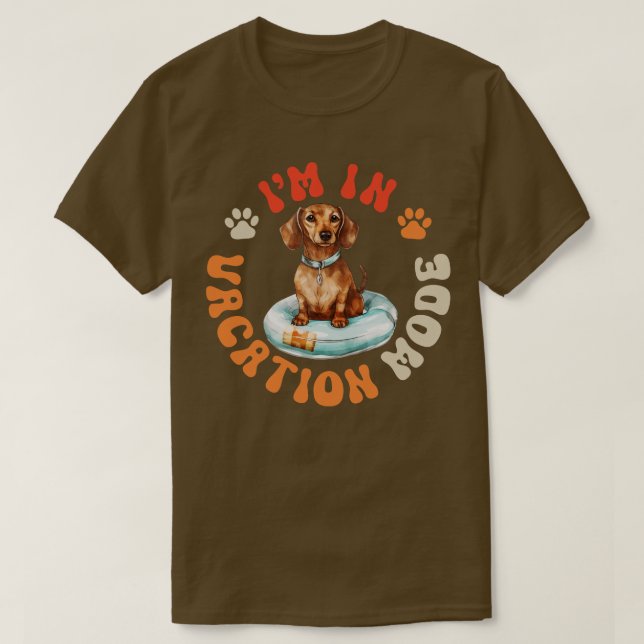 Doxie Dog Vacation Mode T-Shirt (Design Front)