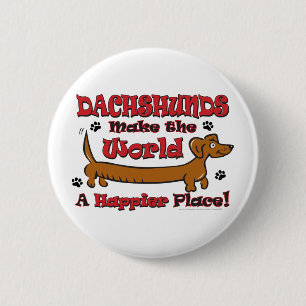 DOXIE-HAPPY 6 CM ROUND BADGE