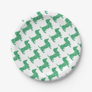 Doxie-in-Shamrocks Paper Plate