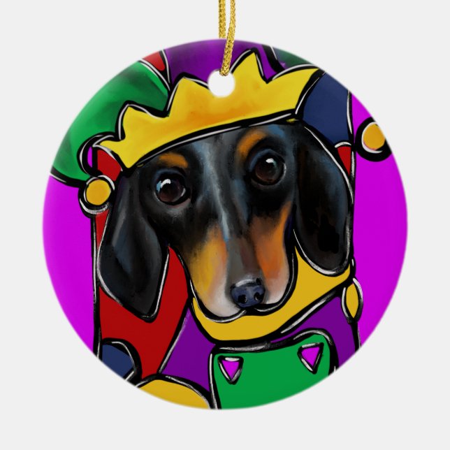 DOXIE  MARDI GRAS           CERAMIC TREE DECORATION (Front)