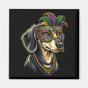 Doxie mardi gras jester costume carnival parade  magnet