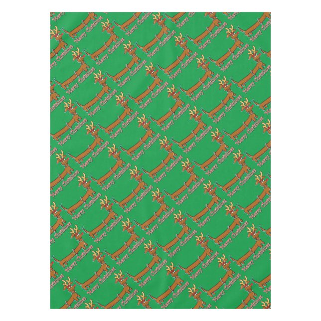 Doxie-Merry-Christmas Tablecloth (Front)