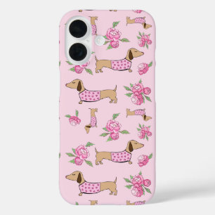Doxie + Peonies Floral Dachshund Mobile Phone Case