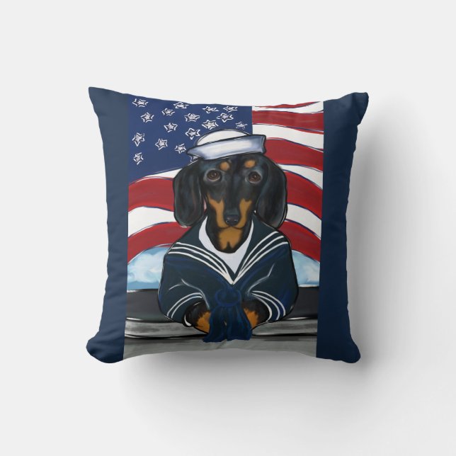 Doxie Sailor Cushion (Front)