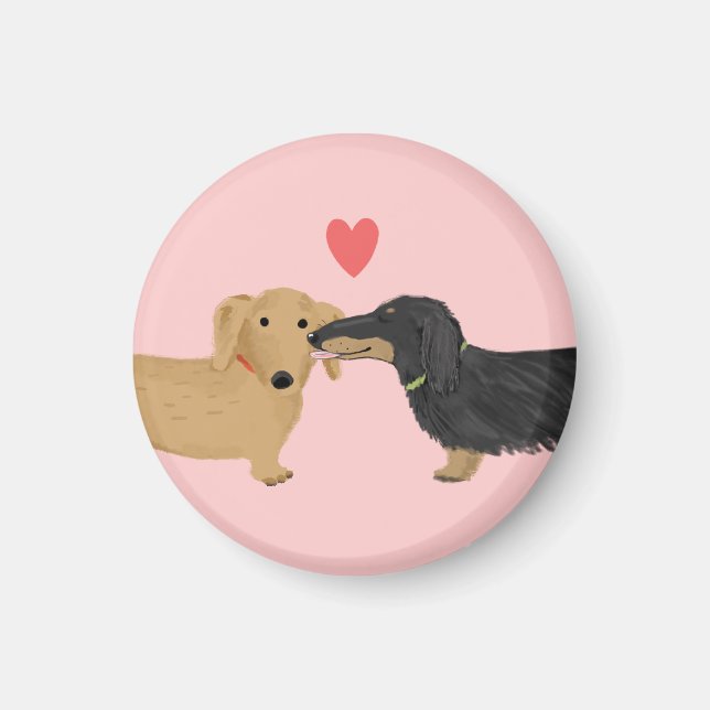 Doxie Smooch with Heart Magnet (Front)