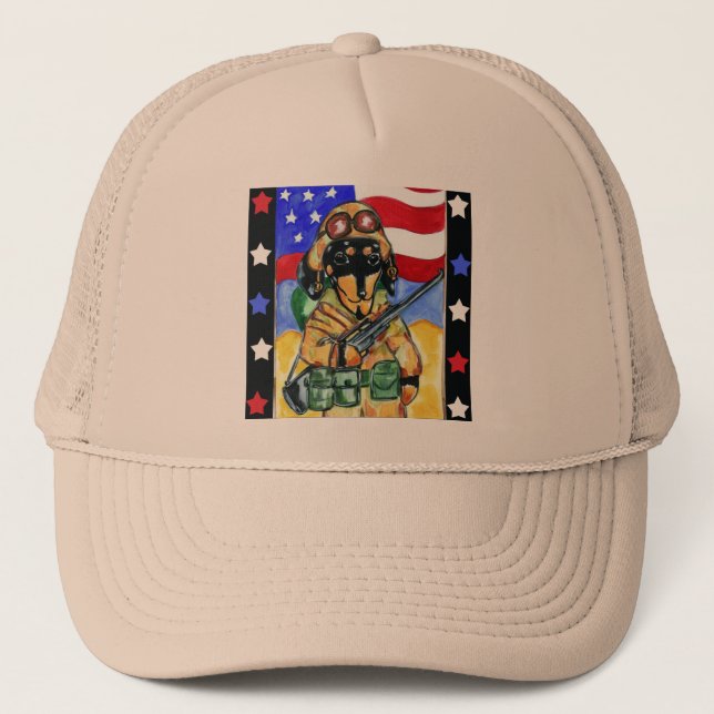 Doxie Soldier Trucker Hat (Front)