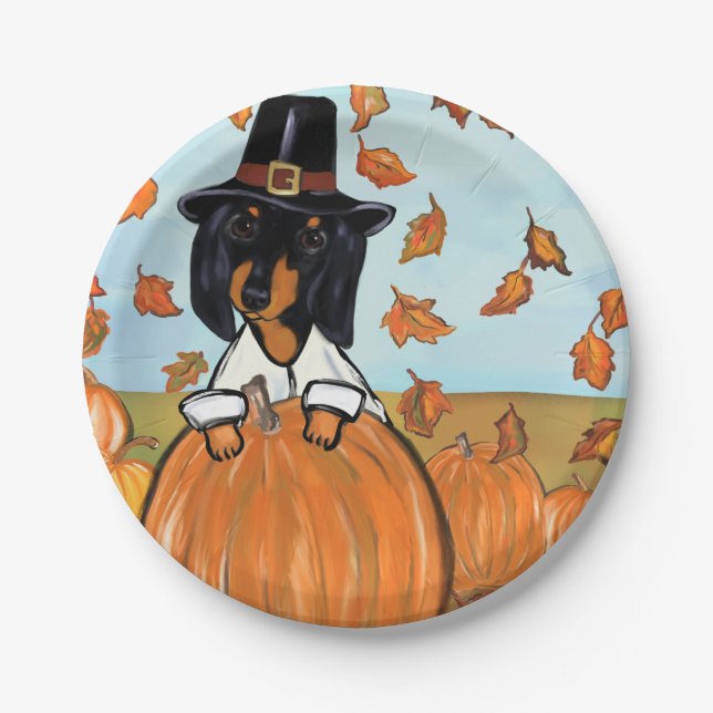 Doxie Thanksgiving Paper Plate (Front)