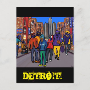 Doxie Town City - DETROIT  Postcard