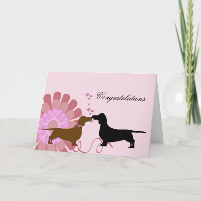 Doxie Wedding Engagement Congratulations Card (Front)