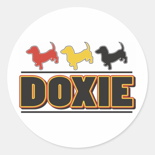 DOXIE-Word-COLOR Classic Round Sticker (Front)