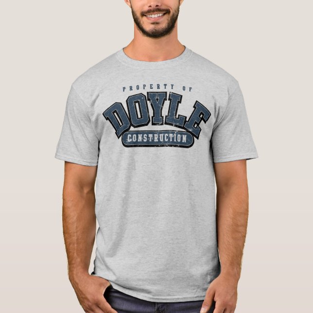 DOYLE CONSTRUCTION, Athletic tee, GRAY BLUE WORN T-Shirt (Front)