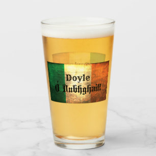 Doyle Family Name on Irish Flag Glass