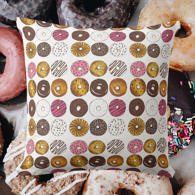 Dozen Doughnuts Breakfast Junk Food Doughnut  Cushion (Donut pillow)