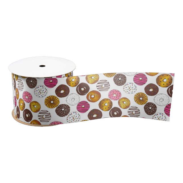 Dozen Doughnuts Doughnuts Breakfast Junk Food Food Satin Ribbon (Spool)