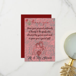 Dozen Roses Wedding Thank You Note Card