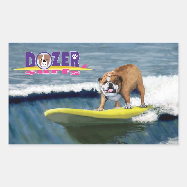 Dozer Surfs a winning wave! Rectangular Sticker (Front)