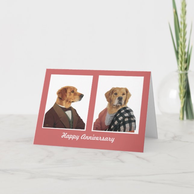 DR147 Golden retriever anniversary card (Front)