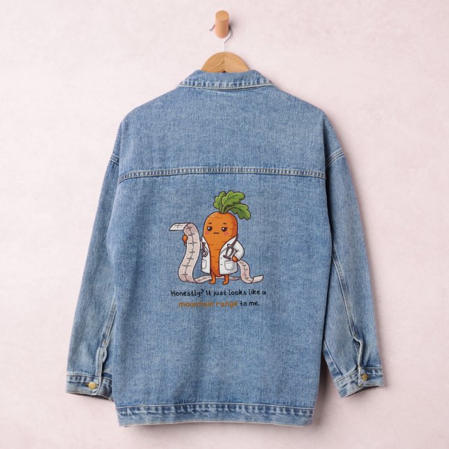 Dr. Carrot ECG Mountain Range Funny Medical Denim  Jacket (Hangar)