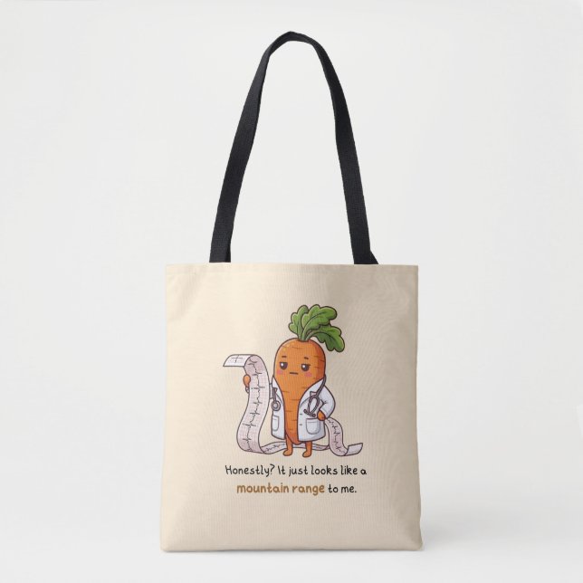  ​Dr. Carrot ECG Mountain Range Funny Medical Tote Bag (Front)