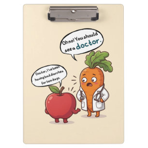 Dr. Carrot with His First Patient Funny Medical  Clipboard