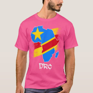 Dr Congo Flag In Africa Map Love Rdc Drc Republic T-Shirt