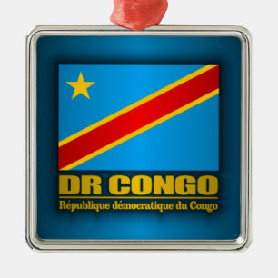 DR Congo Flag Metal Tree Decoration