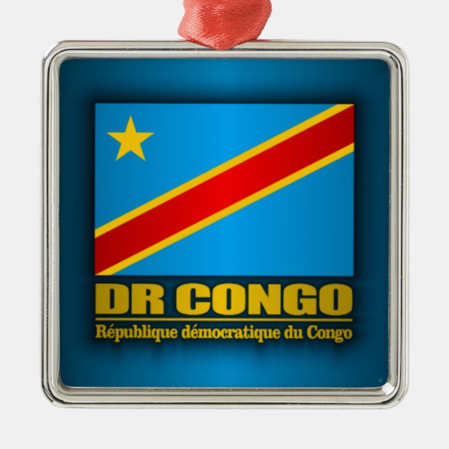 DR Congo Flag Metal Tree Decoration (Front)