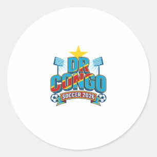 DR Congo Soccer 2026 Soccer Bold Country Typograph Classic Round Sticker