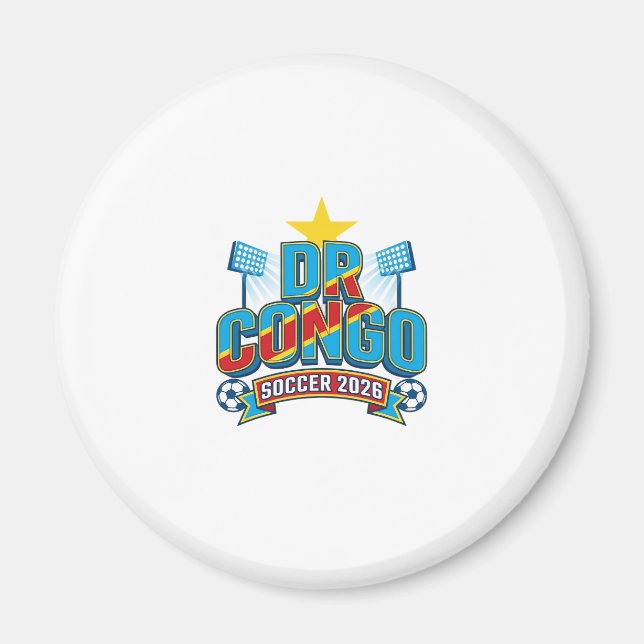 DR Congo Soccer 2026 Soccer Bold Country Typograph Magnet (Front)