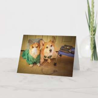 Dr Corgi and Nurse Feel Better Soon Card